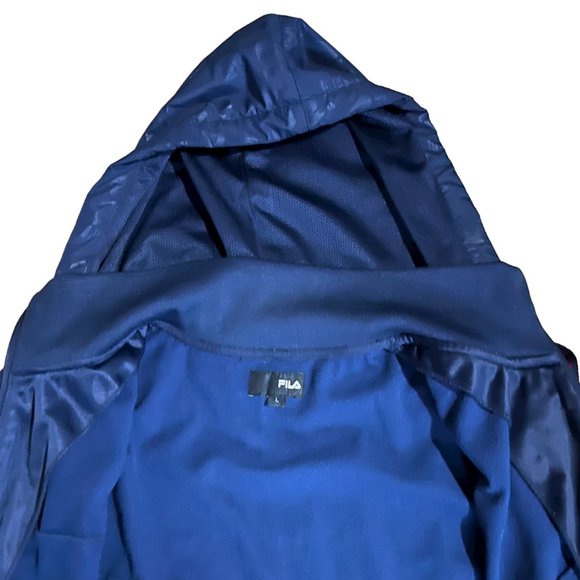FILA Men's Navy Lightweight Hooded Lined Zipper Jacket w/Front Pockets, Size L - Picture 7 of 10